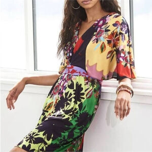 Anthropologie x RANNA GILL dress Sabatina floral Colorful flutter sleeves medium